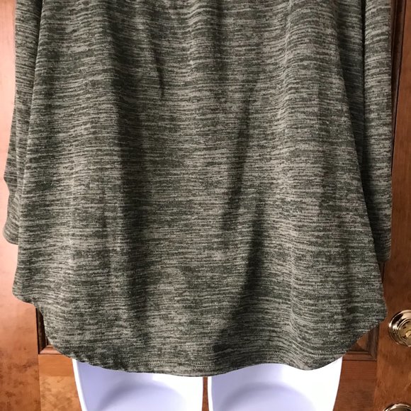 Notations Dark Green Marl V-Neck Henley Pullover w/Tab & Button 3/4 Sleeve PXL - Picture 10 of 11